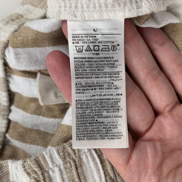 Old Navy White Tan Striped Linen Blend Pull On Shorts M - Picture 4 of 5